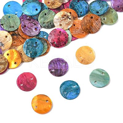 56Pcs 6 Colors Spray Painted Natural Akoya Shell Connector Charms BSHE-FS0001-12-1