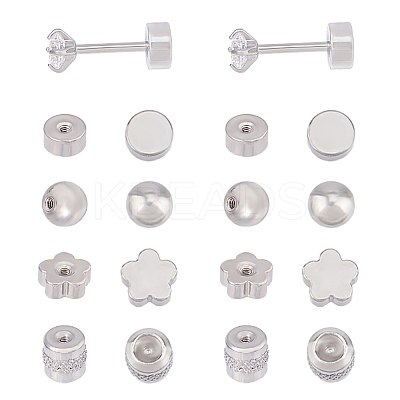 2Pairs Carbon Steel Micro Pave Cubic Zirconia Stud Earrings for Women EJEW-HS0001-16P-1
