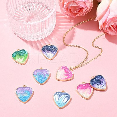 20Pcs 5 Colors Rack Plating Alloy Enamel Pendants ENAM-CJ0006-63-1