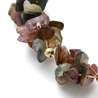 Natural Multicolor Tourmaline Chip Beaded Bracelets for Women BJEW-F478-01E-1