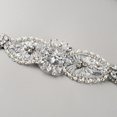 Flower Full Crystal Rhinestone Handmade Bridal Belts for Wedding Dresses AJEW-WH20006-233B-03-1