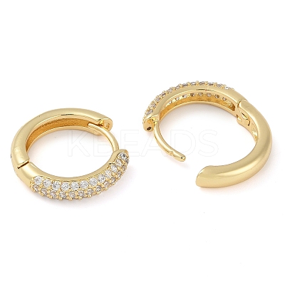 Rack Plating Ring Brass Micro Pave Cubic Zirconia Hoop Earrings EJEW-Z059-12G-1
