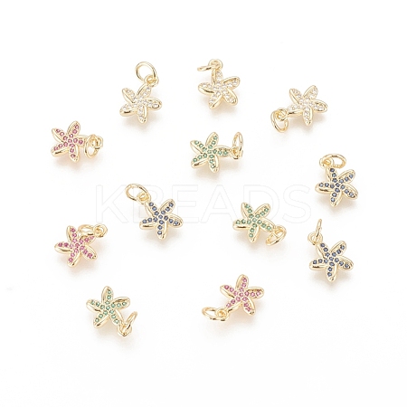 Brass Micro Pave Cubic Zirconia Charms ZIRC-F112-02G-1