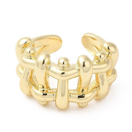 Brass Hollow Open Cuff Rings RJEW-K089-03G-1