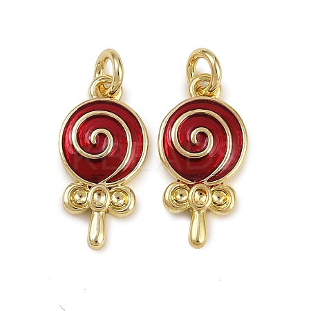 Brass Enamel Lollipop Charms KK-D424-20B-G-1