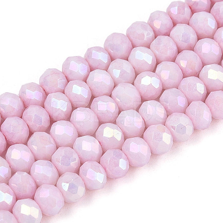 Anti-Tarnish Electroplate Rondelle Glass Beads Strands LS-EGLA-T021-4mm-17-03-1