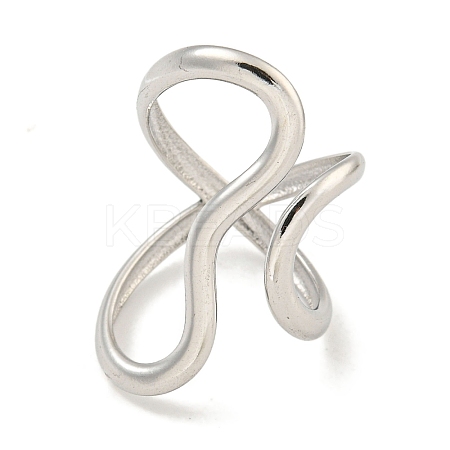 Non-Tarnish 304 Stainless Steel Open Cuff Ring for Women RJEW-A043-24P-1
