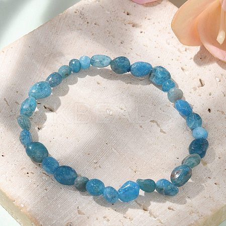 Natural Apatite Bead Stretch Bracelets X-BJEW-K213-40-1
