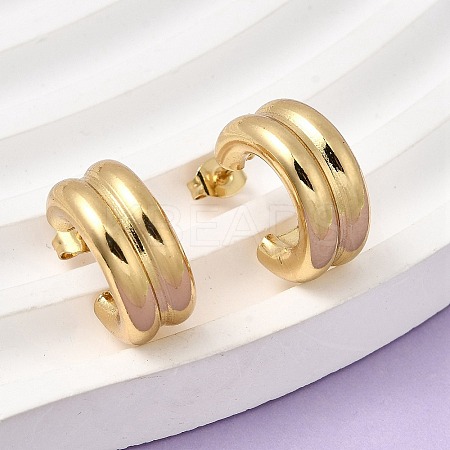 Two-layer C-Shaped 201 Stainless Steel Stud Earrings EJEW-Z151-11G-02-1