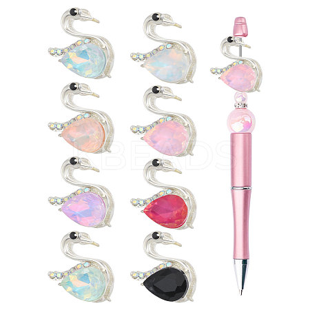 8Pcs 8 Colors Alloy Micro Pave Cubic Zirconia Beads ALRI-CA0001-15-1