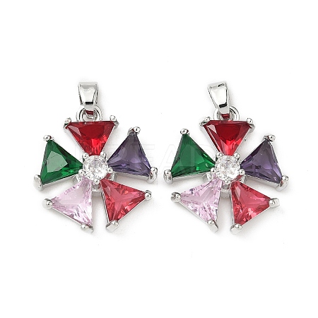 Brass Micro Pave Cubic Zirconia Pendants KK-S532-10P-A-1