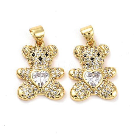 Brass Micro Pave Cubic Zirconia Pendants KK-K258-24B-G-RS-1