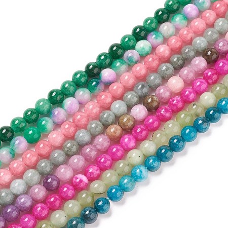 Dyed Natural White Jade Imitation Beads Strands G-I299-F-6mm-1