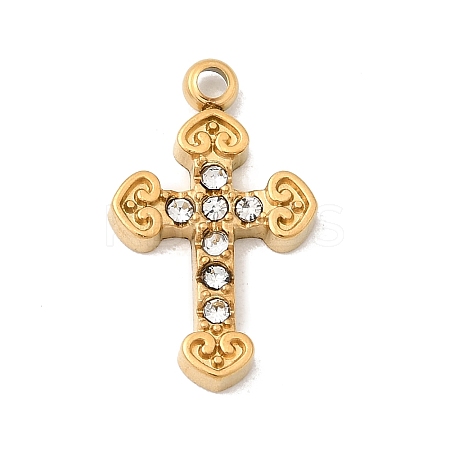 304 Stainless Steel with Rhinestone Pendants STAS-Z179-32G-1