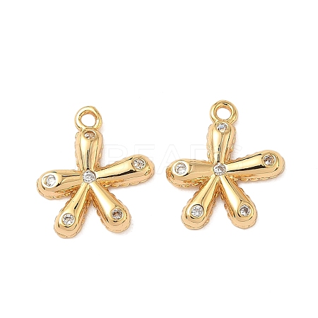 Brass Micro Pave Clear Cubic Zirconia Charms KK-B160-15G-1