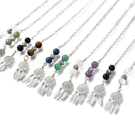 Round Mixed Gemstone Dowsing Pendulums G-M447-07P-1