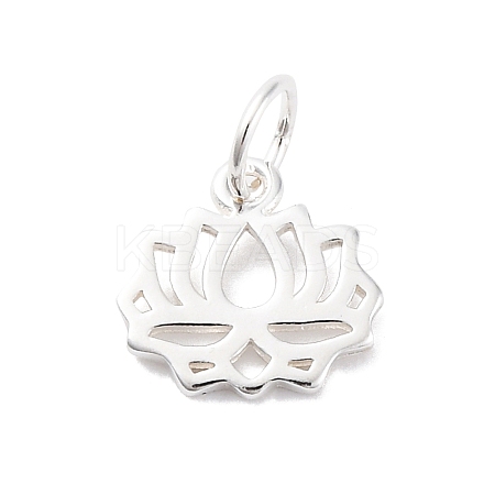 925 Sterling Silver Hollow Lotus Flower Charms STER-D301-01S-1