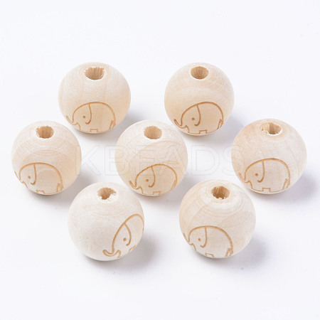 Unfinished Natural Wood European Beads WOOD-S057-003A-1