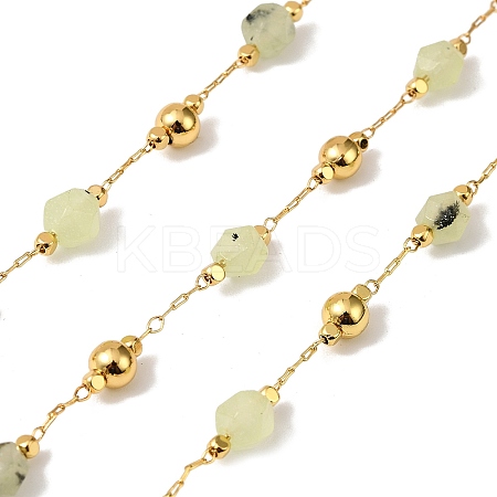Handmade Prehnite Faceted Round Beaded Chains CHC-F021-01G-01-1