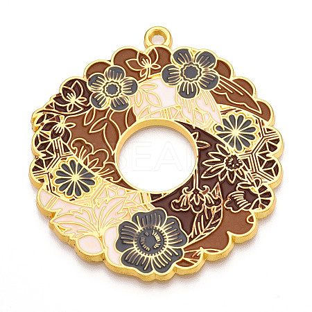 Rack Plating Alloy Enamel Big Pendants ENAM-N056-394B-G-1