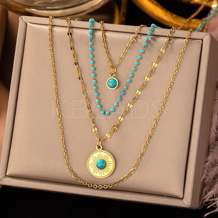304 Stainless Steel Multi Layered Necklaces NJEW-P302-05G-1