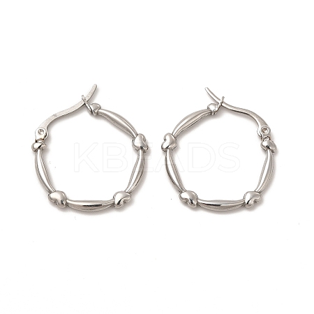Non-Tarnish 304 Stainless Steel Heart Hoop Earrings for Women EJEW-P219-15P-1