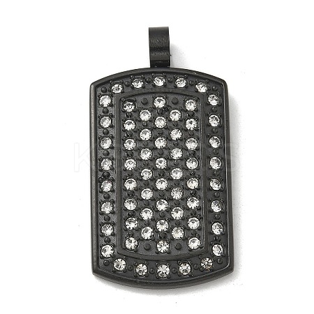 PVD Vacuum Plating 304 Stainless Steel Rhinestone Stamping Blank Tag Pendants STAS-G346-21B-1
