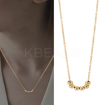 1Pc 304 Stainless Steel Slider Round Beads Pendant Necklaces NJEW-LP0003-10G-1