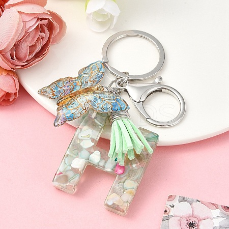 Resin & Acrylic & Faux Suede Tassel Keychain KEYC-YW00126-08-1