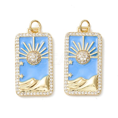 Rack Plating Brass Micro Pave Clear Cubic Zirconia Pendants KK-D073-24G-02-1