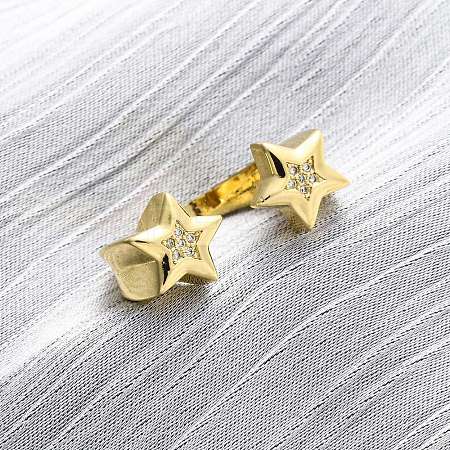 Brass Micro Pave Cubic Zirconia Adjustable Cuff Rings for Women RJEW-U053-02G-1