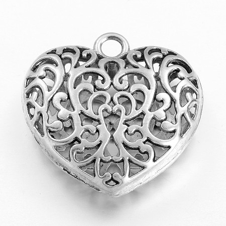 Hollow Tibetan Style Alloy Heart Pendants LS-TIBEP-S095-AS-NR-1