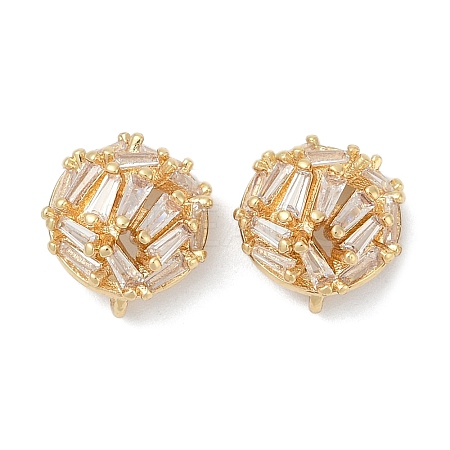 Brass Micro Pave Cubic Zirconia Stud Earring Findings KK-Z094-12G-1