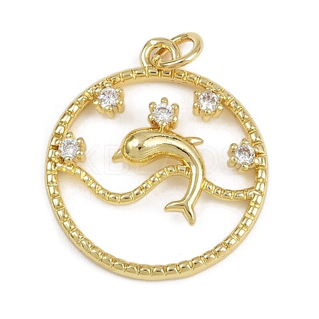 Brass Micro Pave Cubic Zirconia Pendants KK-Z123-12G-1