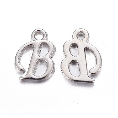 Platinum Plated Alloy Letter Pendants PALLOY-P097-02-B-1