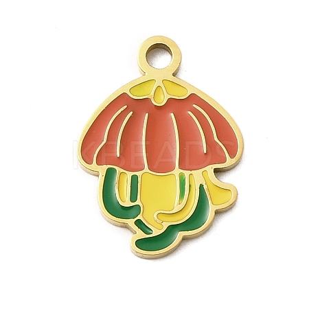 304 Stainless Steel Enamel Pendants STAS-I336-05G-01-1