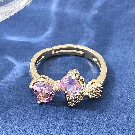 Brass Micro Pave Clear Cubic Zirconia Cuff Open Rings CU-CBA5C10-15G-1
