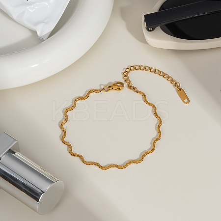 304 Stainless Steel Rope Chain Bracelets for Women BJEW-C129-07G-1