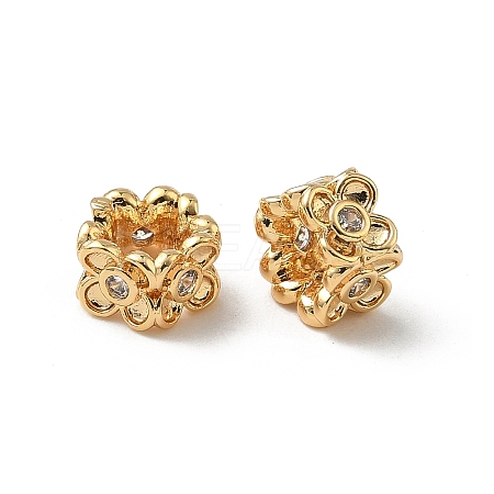 Brass Micro Pave Cubic Zirconia European Beads KK-Z136-60G-1
