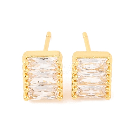 Brass Micro Pave Cubic Zirconia Stud Earrings for Women EJEW-U015-04G-01-1