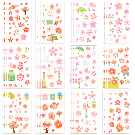 36Pcs 2 Style PVC Waterproof Self-Adhesive Picture Stickers STIC-SP0001-09D-1