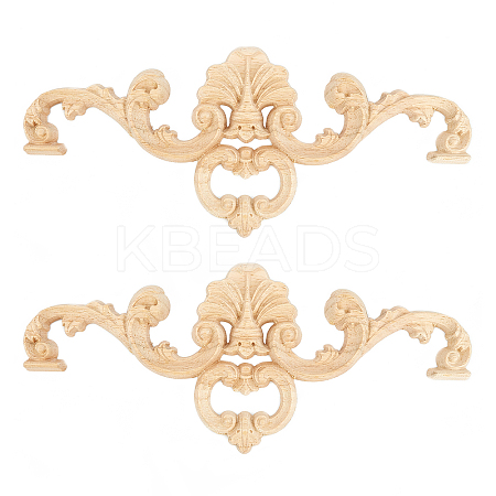 Natural Solid Wood Carved Onlay Applique Craft WOOD-FH0001-24-1