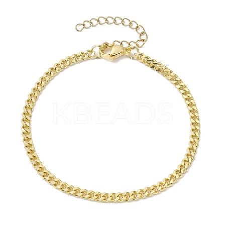 Brass Curb Chain Bracelets for Women Men BJEW-JB10273-1