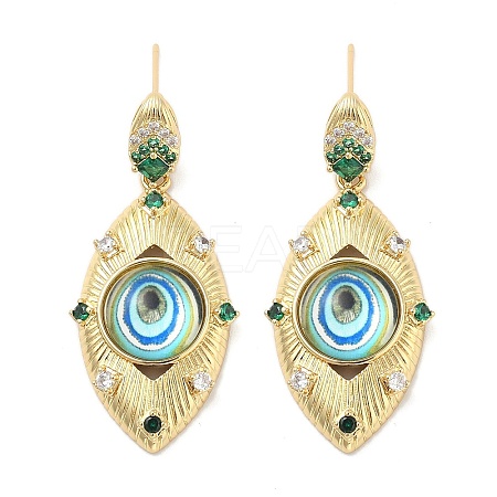 Rack Plating Brass Micro Pave Clear Cubic Zirconia Stud Earrings for Women EJEW-M260-23G-03-1