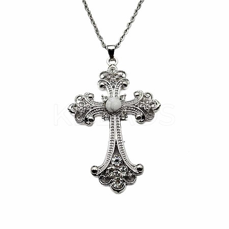 Vintage sparkling Alloy Rhinestone Cross Pendants Necklaces for Women IL0019-6-1