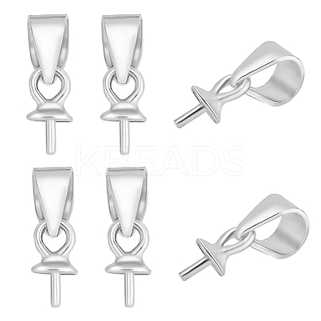 6Pcs Anti-Tarnish Rhodium Plated 925 Sterling Silver Snap on Bails STER-HY0001-07P-1