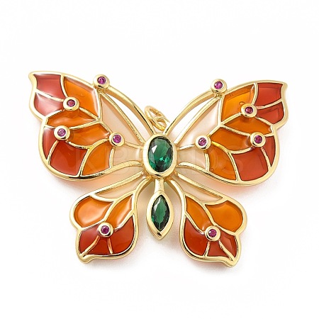 Rack Plating Brass Micro Pave Cubic Zirconia Pendants KK-E281-04G-01-1