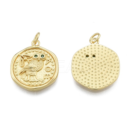 Brass Micro Pave Green Cubic Zirconia Pendants KK-G431-19G-1