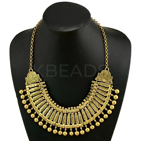 Tibetan Style Alloy Turkish Coin Tassel Chunky Bib Necklaces for Women FS-WG6DA7E-02-1