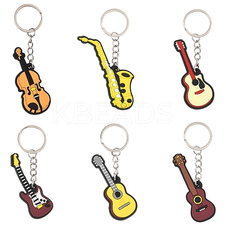6Pcs 6 Styles Silicone Keychains KEYC-YW0001-30-1
